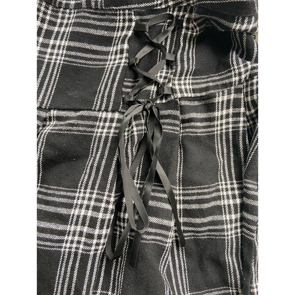 Y2k Plaid Corset Mini Skirt XXL Black Lace Trim Avril Lavigne Punk Emo Gothic - Picture 2 of 10